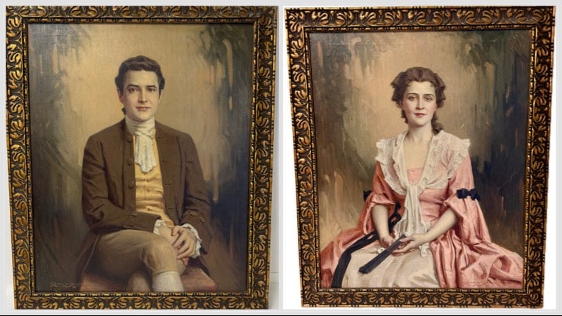 Charles Bosseron Chambers; Pair of Oil Portraits - Man and Woman Signed (1 of 13)