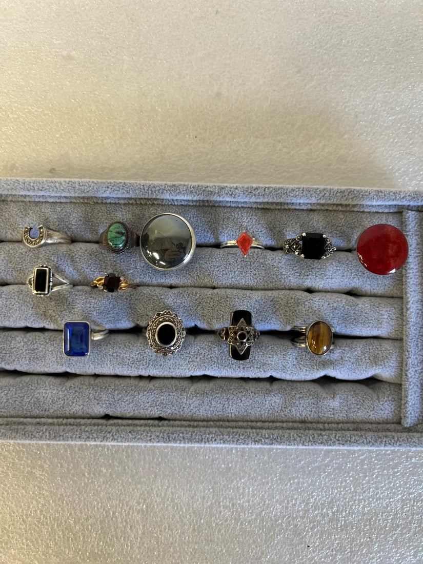 Dealer or Collector's :Lot of Sterling Silver Rings(12): As pictured 2.1 Oz