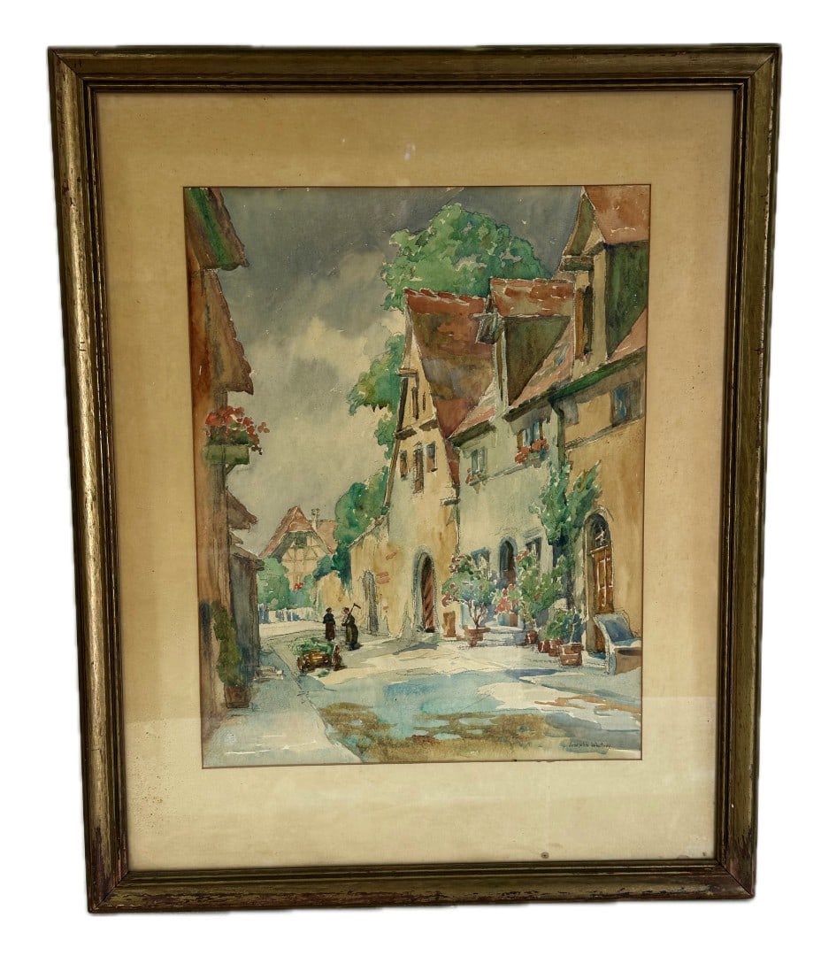 Josepha Newcomb Whitney; Fine Watercolor - Rothenburg Homes Signed (1 of 7)