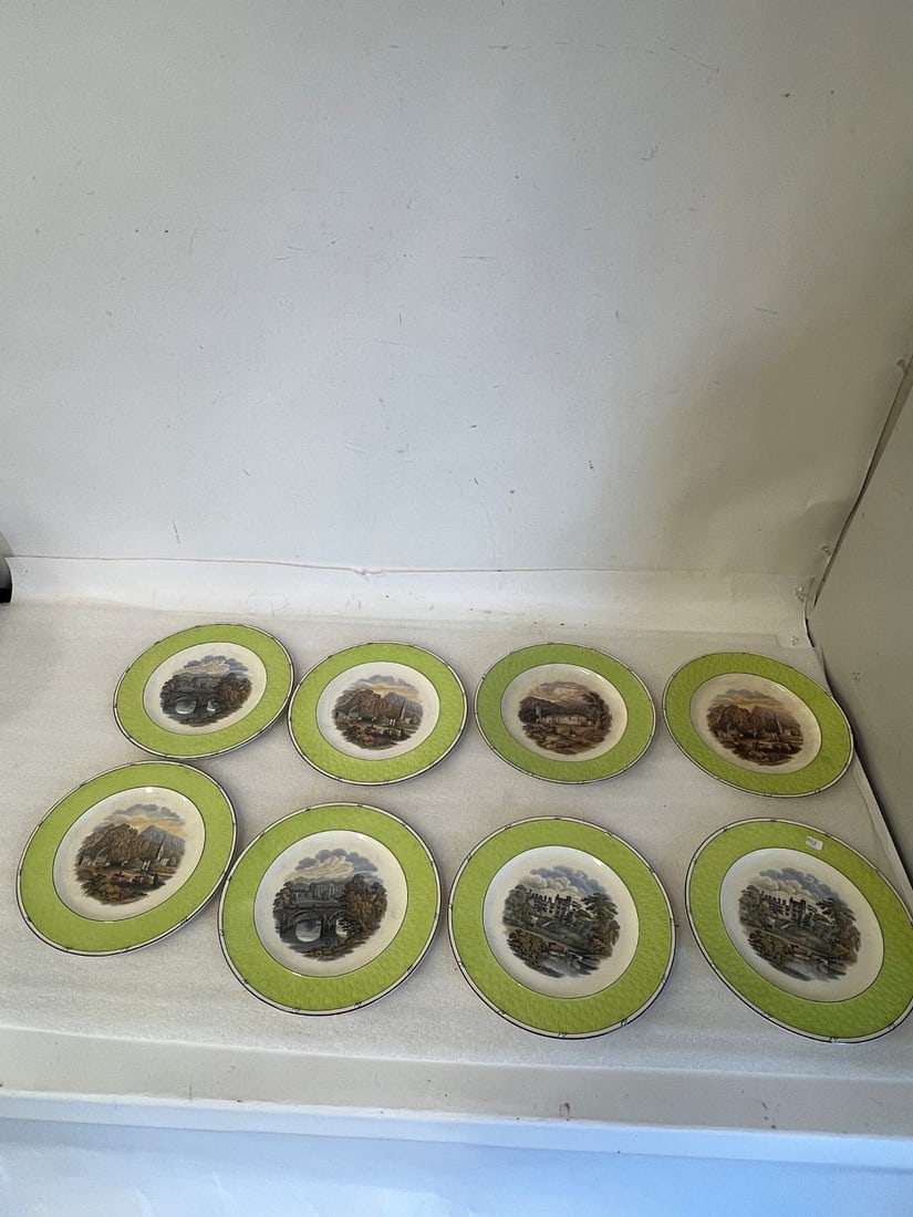 Royal Cauldon Plates (8): Marked at the backside. Eight in the lot. 10 1//2"D