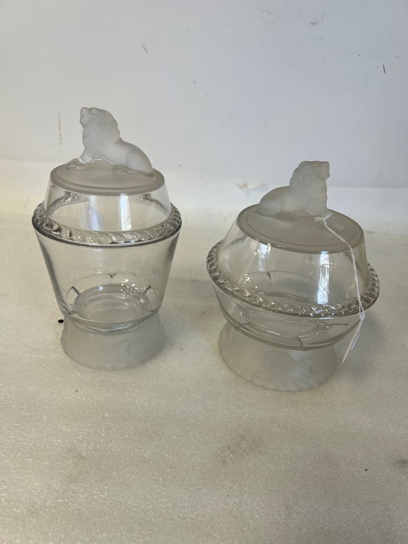 American Glass Compotes (2): Smallest 7 1/2" H by 6" W Largest 8 1/2" H by 5" W