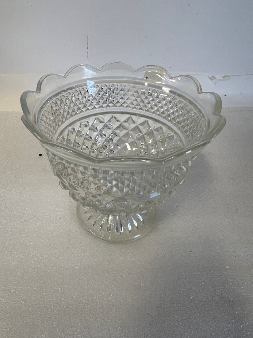 Victorian Pattern Glass Compote: 7"H by 8"W. No markings.