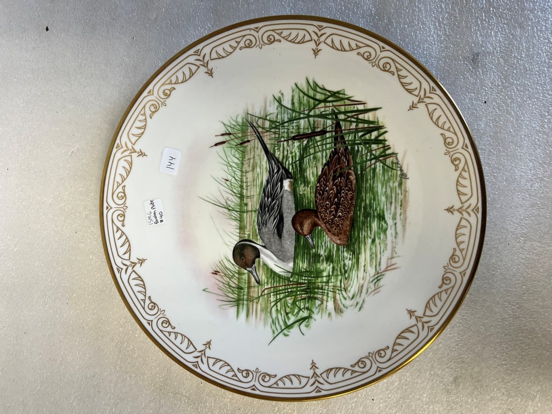 Limited Edition Edward Marshall Boehm "American Pintails" Collector Plate: From the Water Bird Collection. 11" in diameter. Hand crafted English Bone China with pure gold border.