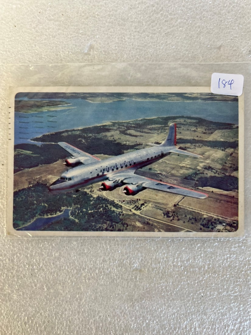 American Airlines 1949 Postcard: Cancelled