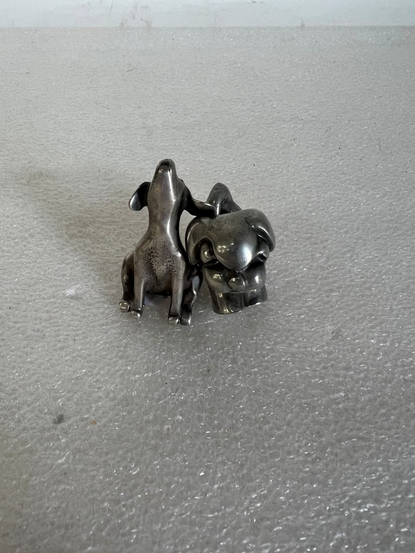 Sterling Miniatures (2): Two sterling miniatures. One is marked "sterling" and the other marked "Danmark". Tallest is 1.75"H