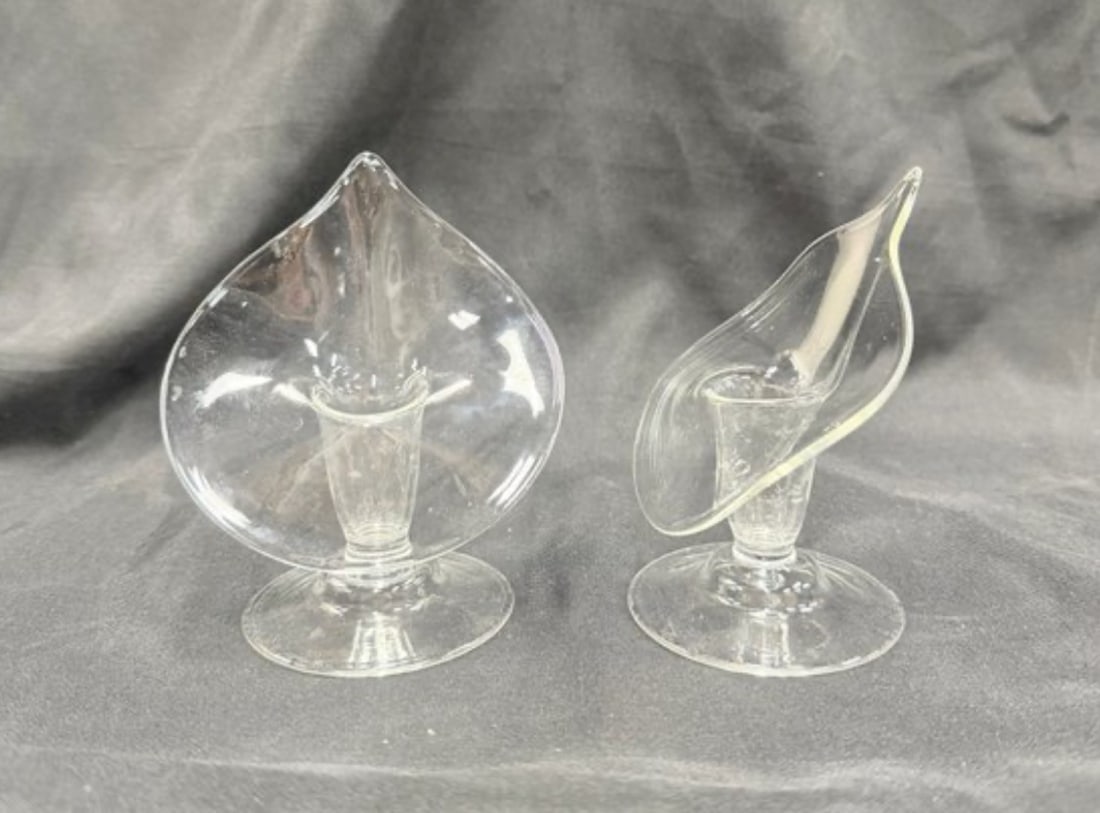 Vintage Hand-blown Clear Glass Jack In The Pulpit Candle Holder (2) (1 of 2)