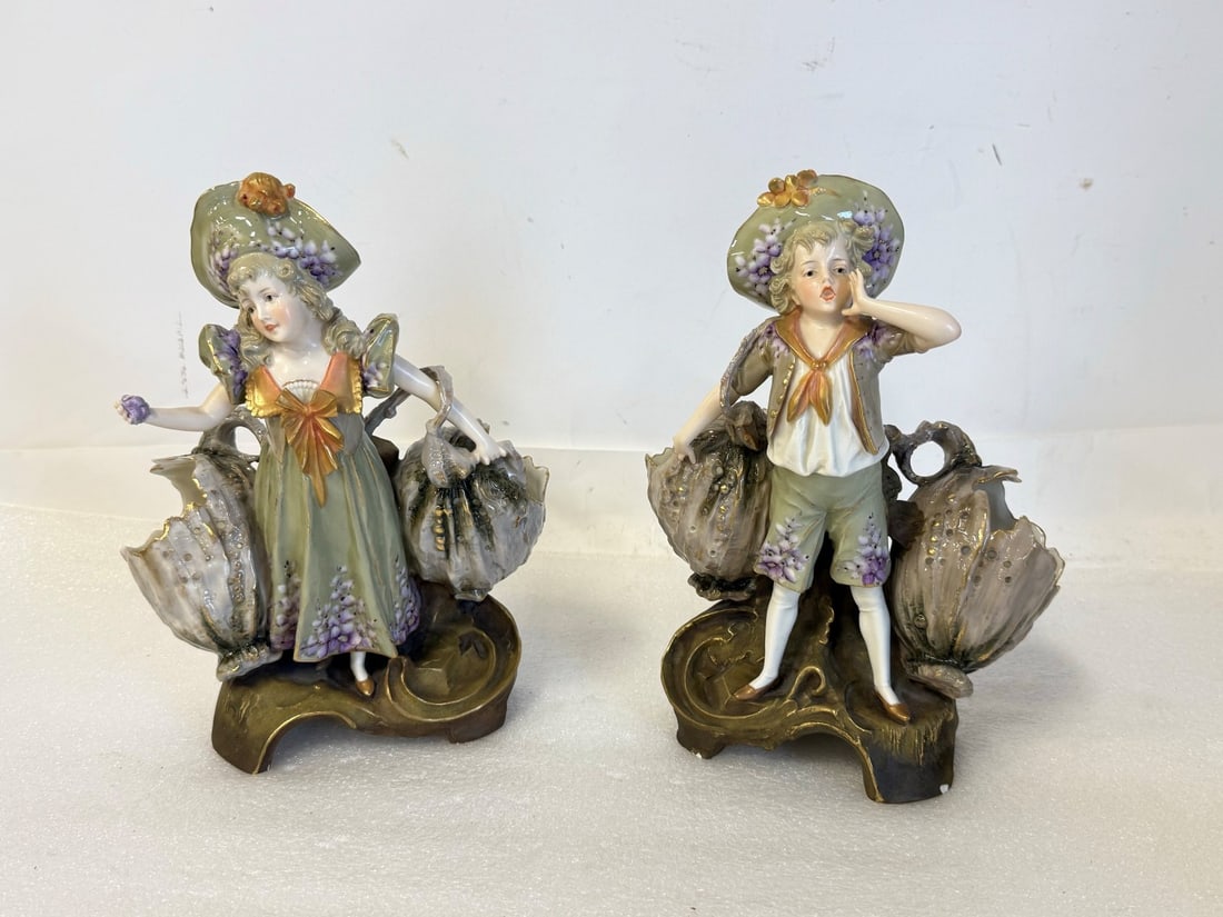 Pair of 19thC. Austrian Figural Porcelain Planters (1 of 9)