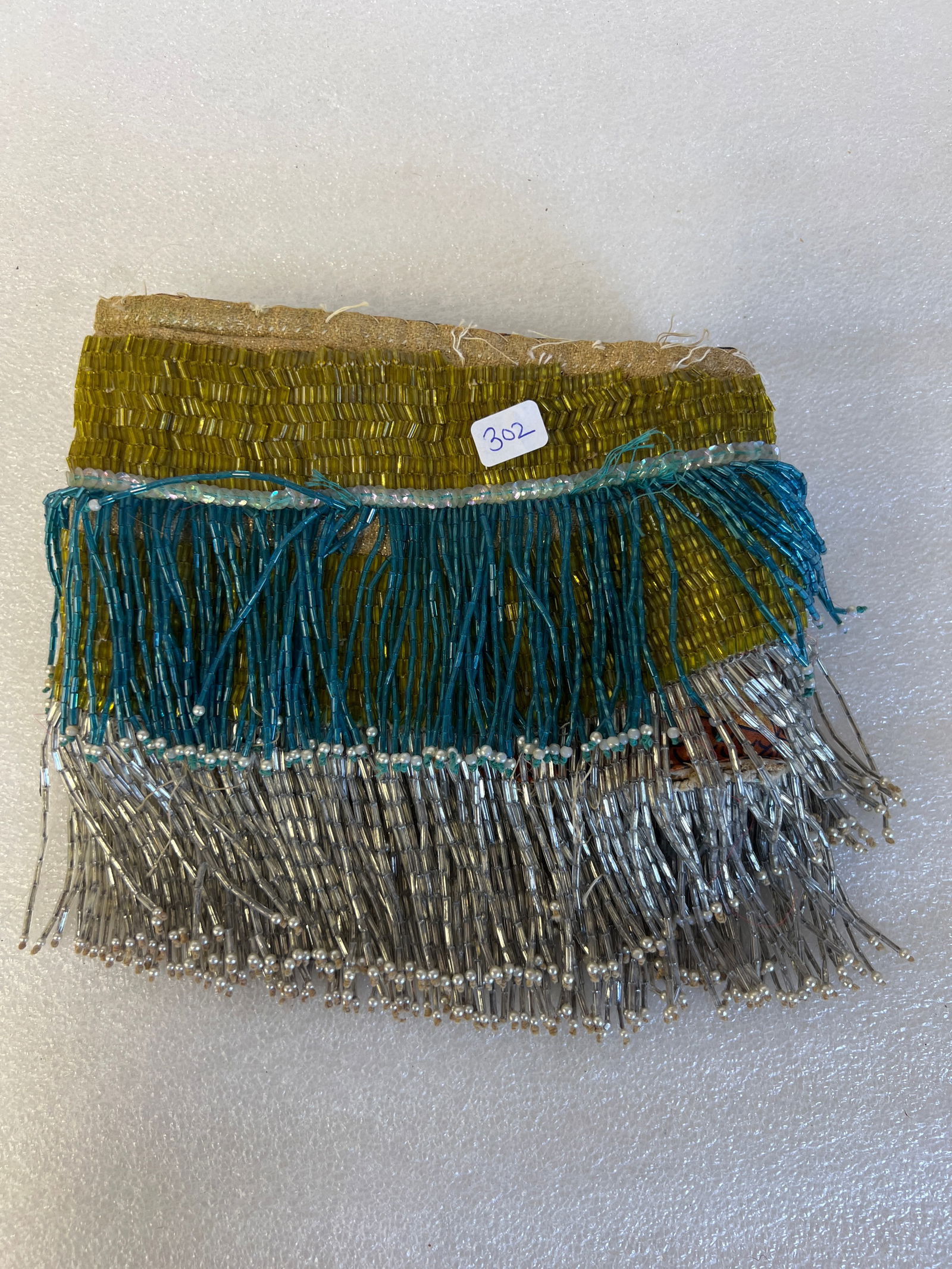 Vintage Multi-Colored Beaded Shawl: 28"L