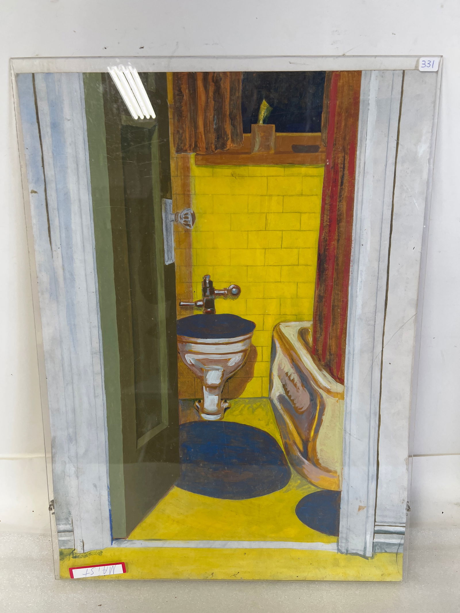 Steve Loebel Bathroom in Brooklyn: Pastel. Sgd and titled on the reverse. 23 1/2"H x 17"W