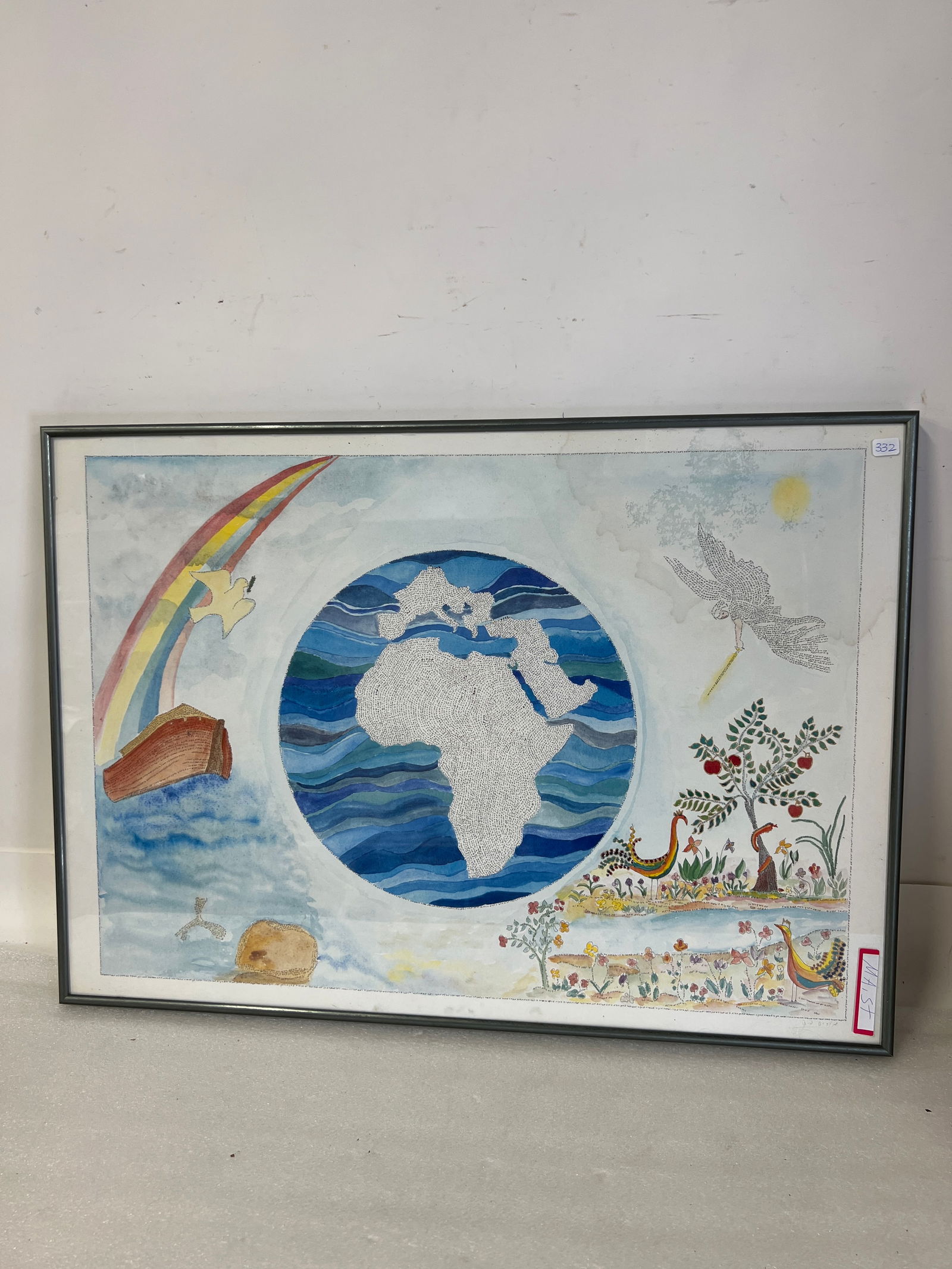 Print. African Continent with Middle East: Framed. 20"H x 28"W