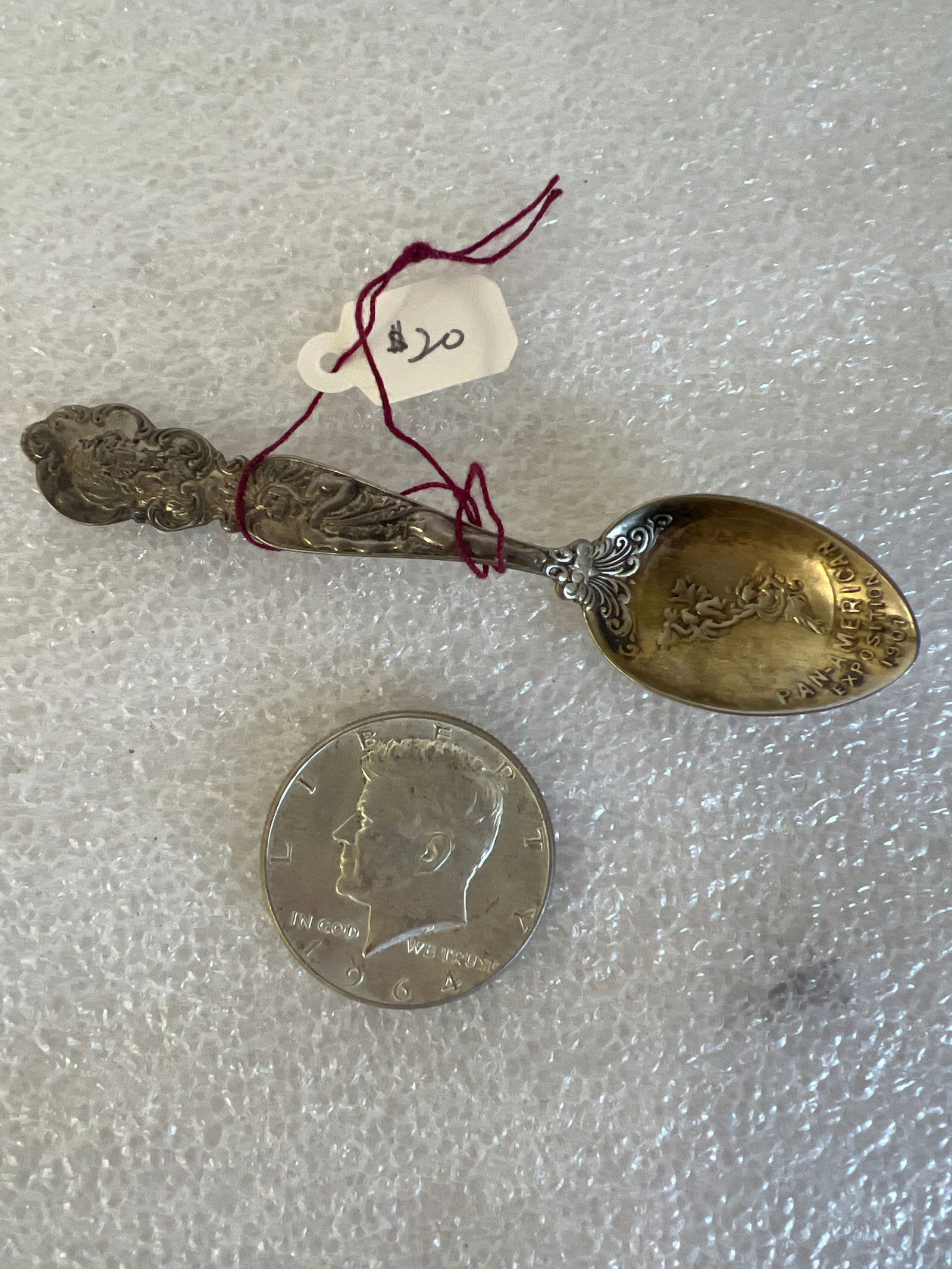 Sterling Half dollar and Spoon: 1964 Liberty Kennedy Half dollar, and Demi task Spoon As pictured