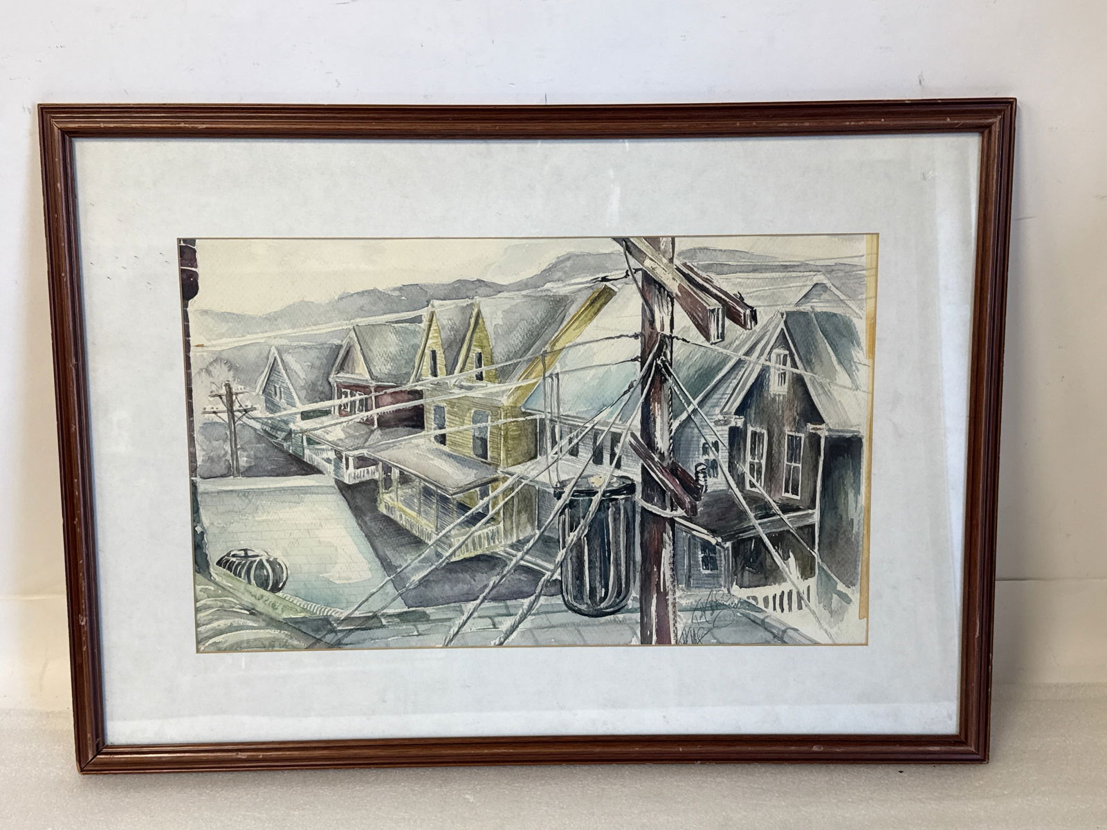 20thC. American Regionalist Watercolor Street Scene Signed (1 of 4)