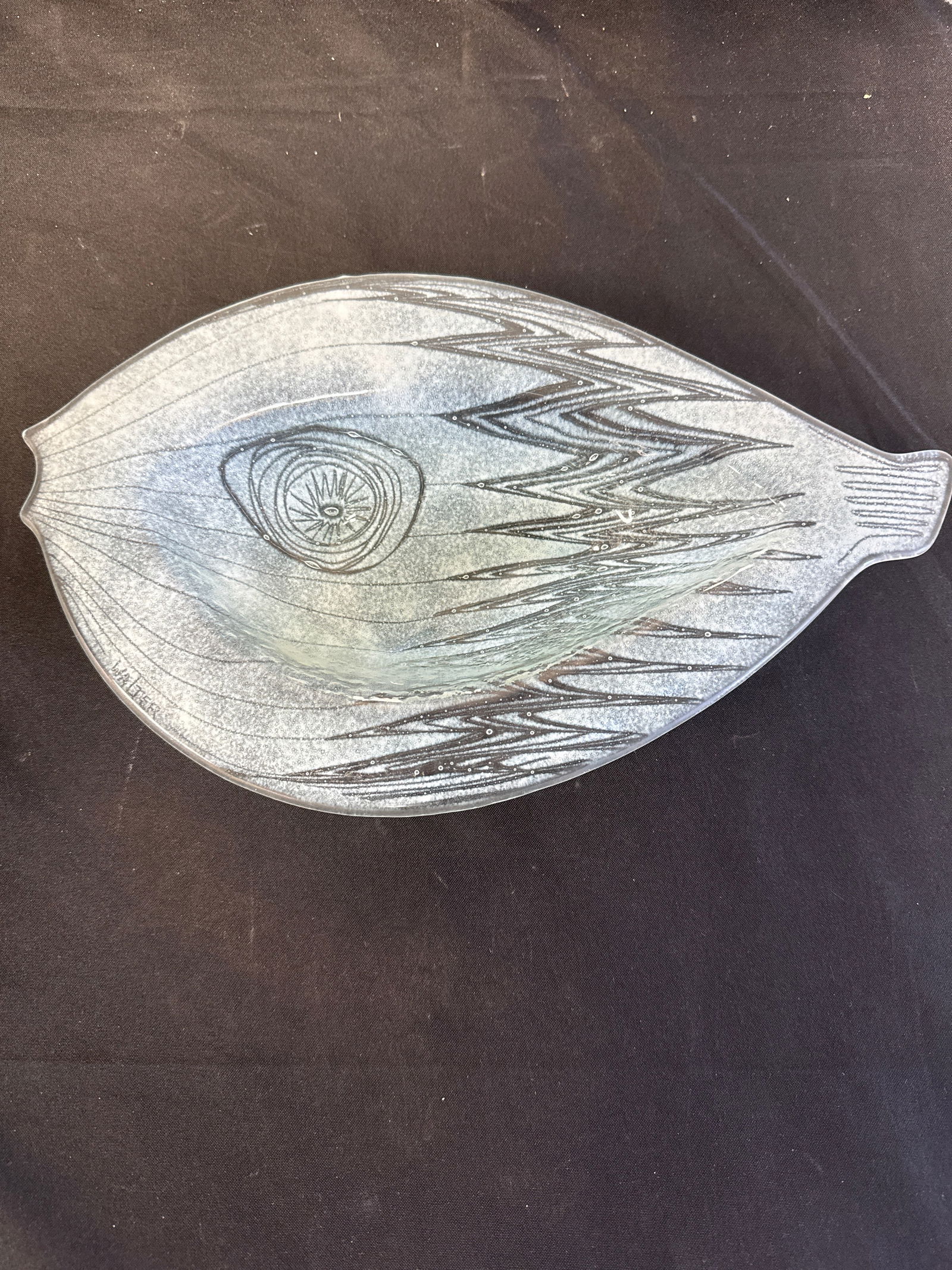 Walter; Mid-Century Modern Glass Fish Dish Signed (1 of 4)