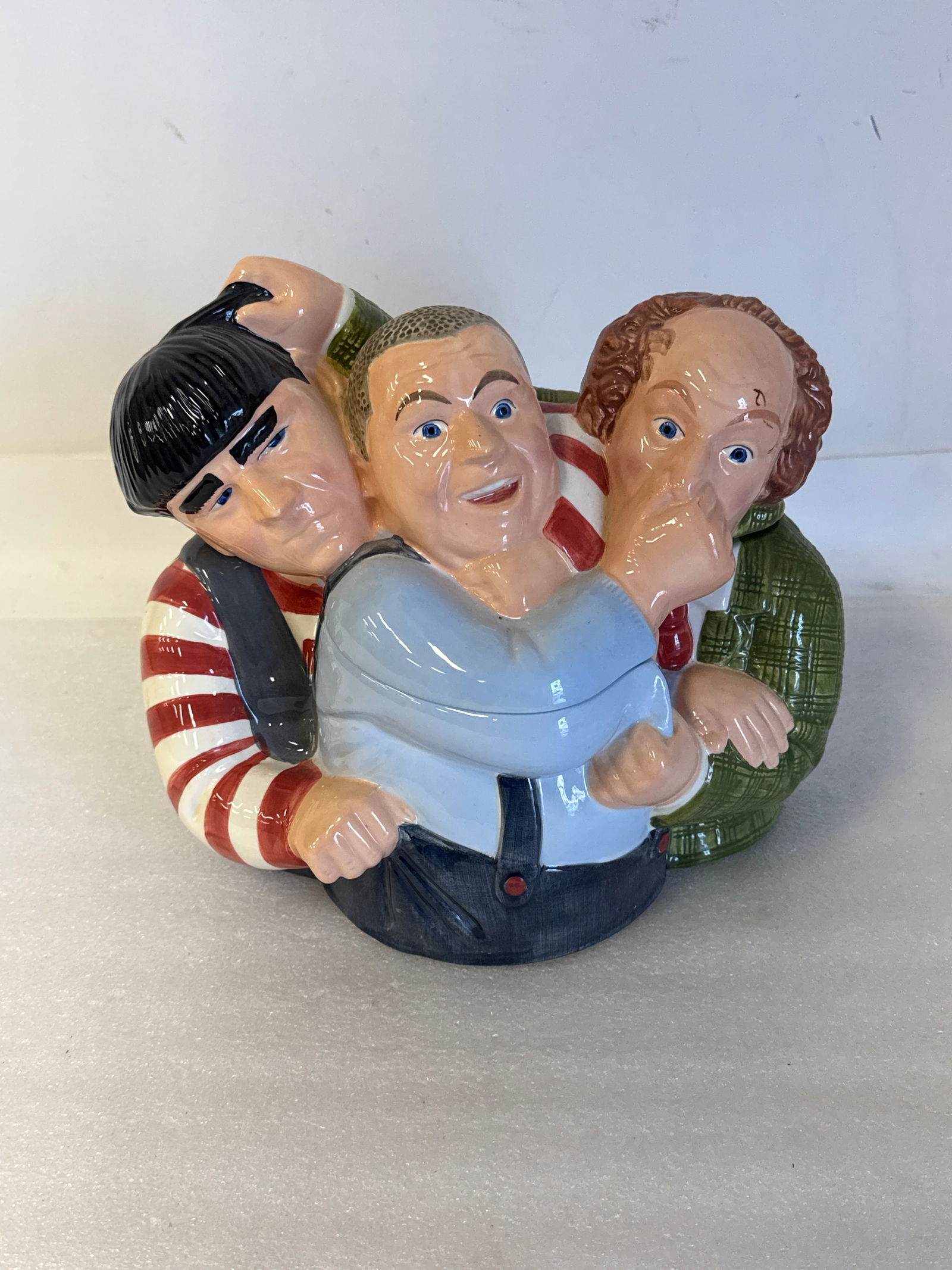Vintage Three Stooges Ceramic Cookie Jar: Clay Art San Francisco, CA. 1997; 11in.H x 11in.W.