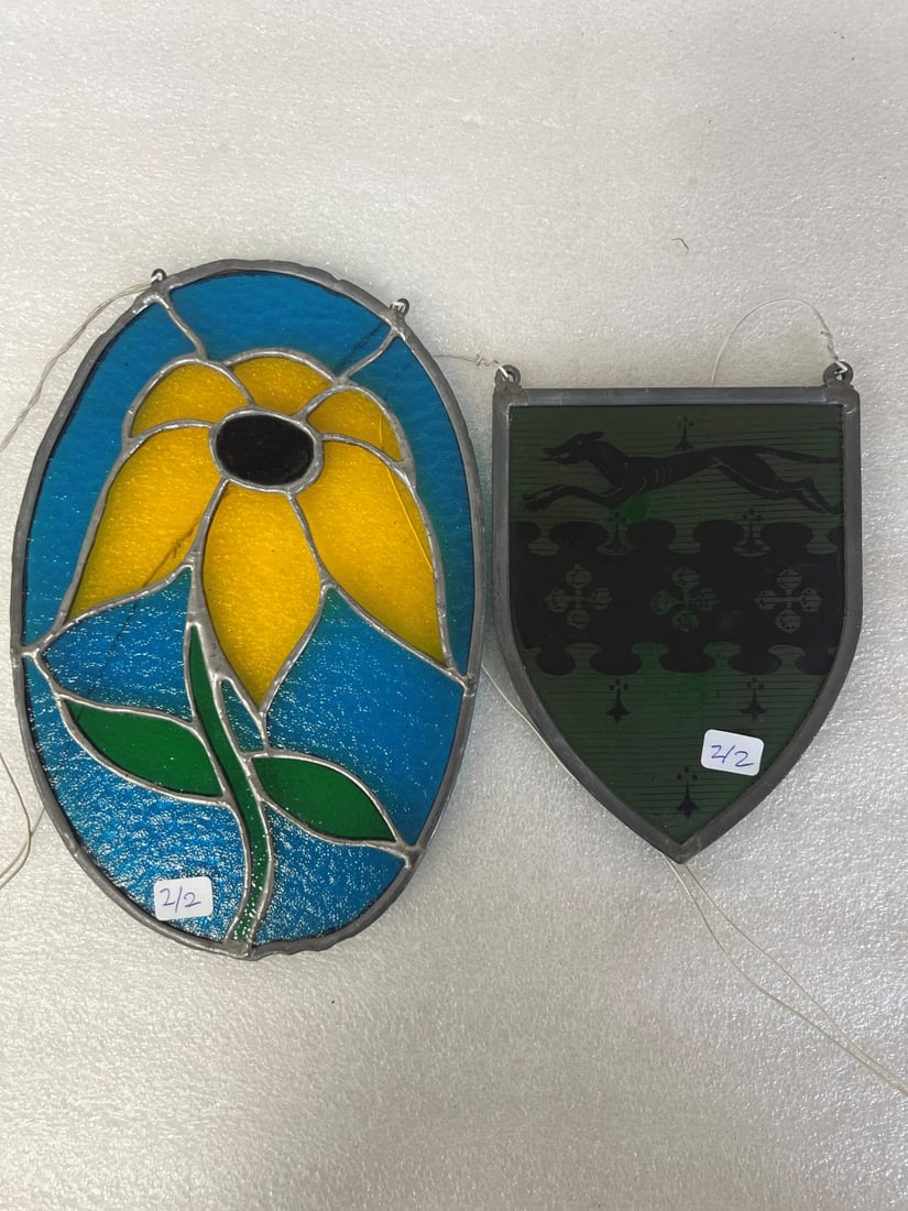 Vintage Stained Glass (2): Largest 9" H Smallest 6" H
