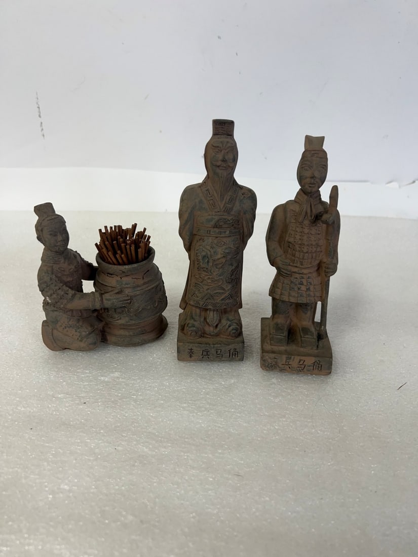 Chinese Antique Figures (3): Largest 6 1/2" H Smallest 4 1/2" H they are marked at the bottom