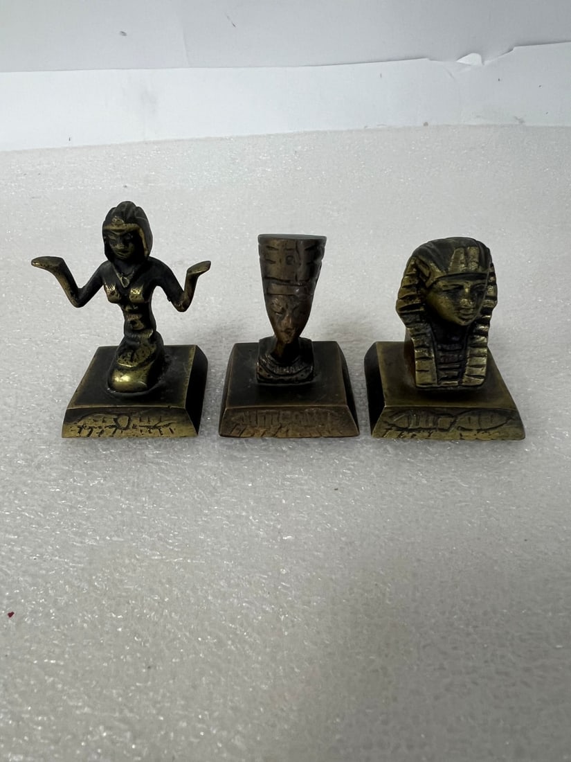 Tibetan and Egyptian Bronze Figures (3): All about 2 12"H