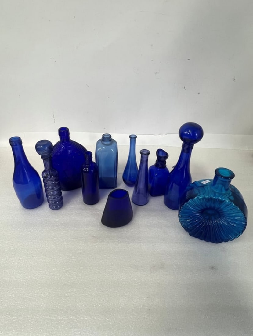 Collector or Dealer;s Lot of Antique Blue Glass (11) (1 of 2)
