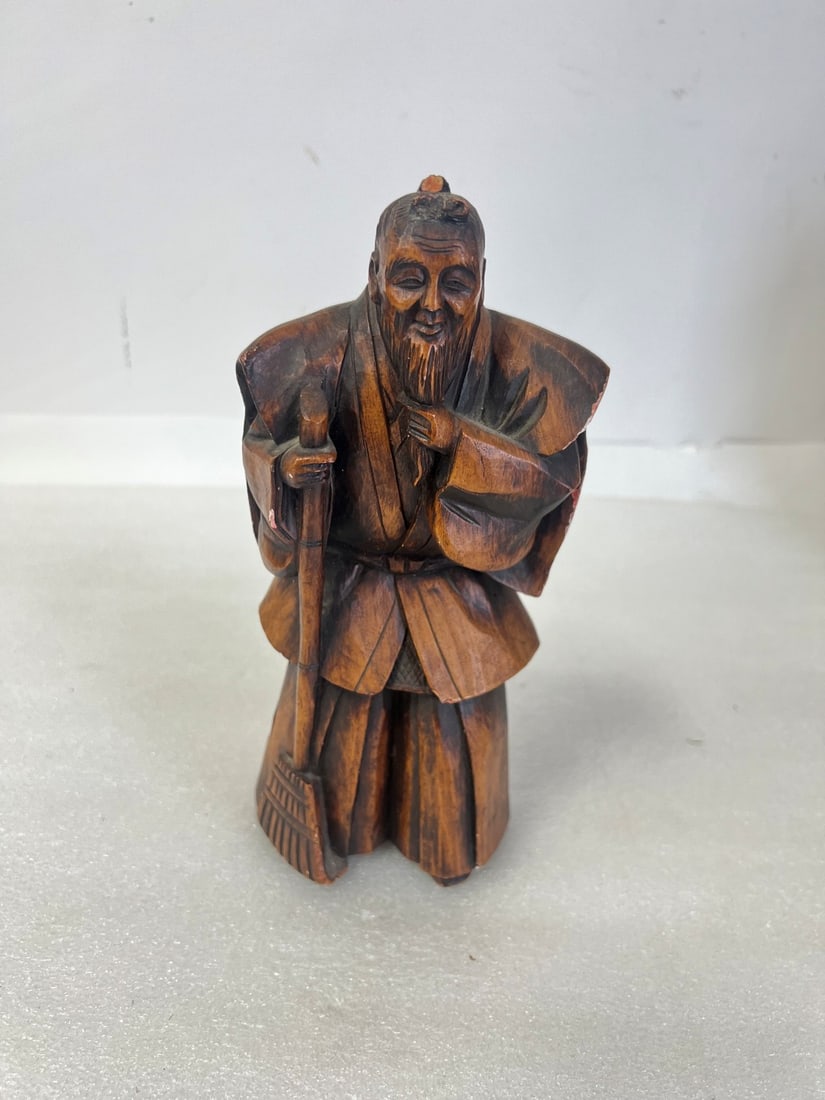 Antique Carved Oriental Figure of an Elder: 10 " H