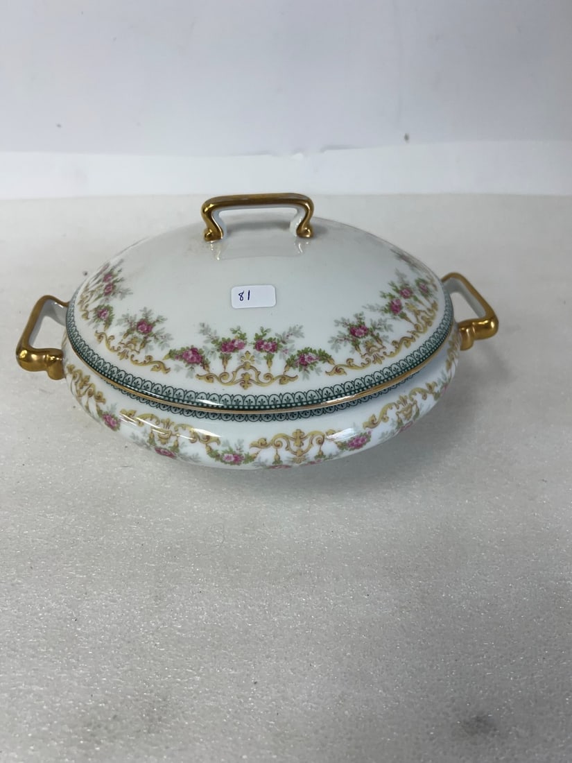 T & V Limoges Covered Server: 9 1/2"D