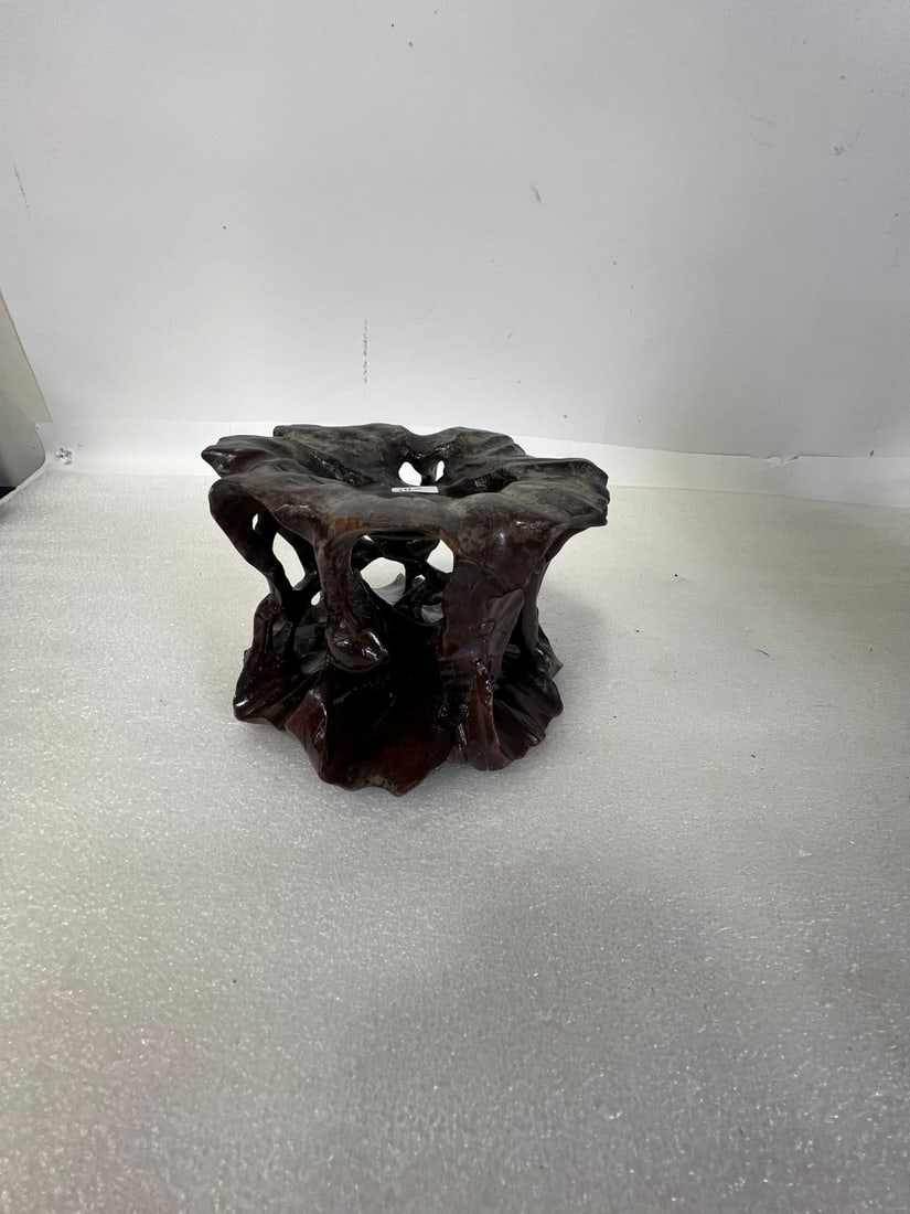 Unusual Teakwood Stand for Vase or Antique: 4 1/4" H