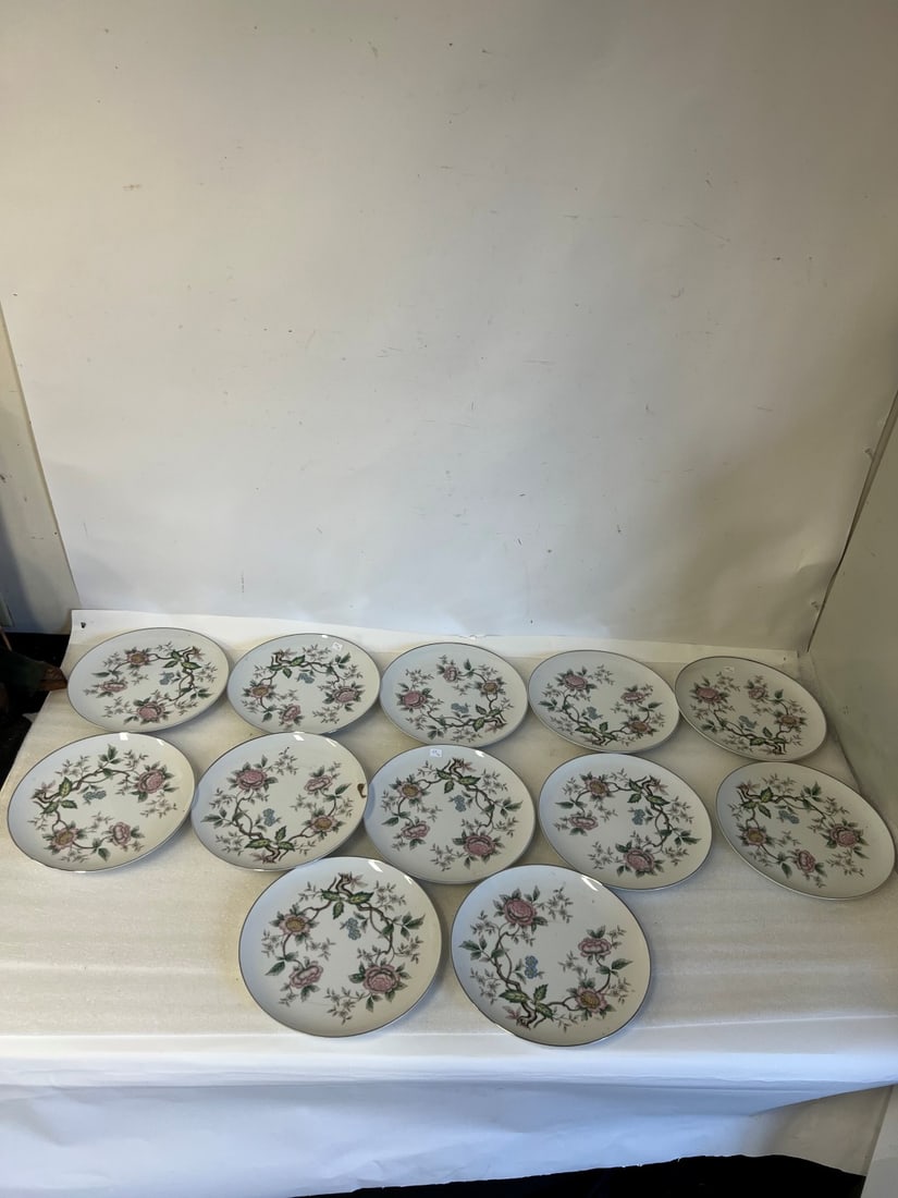 Halsey Fine China Plates Chantilly Pattern (12): 10"D