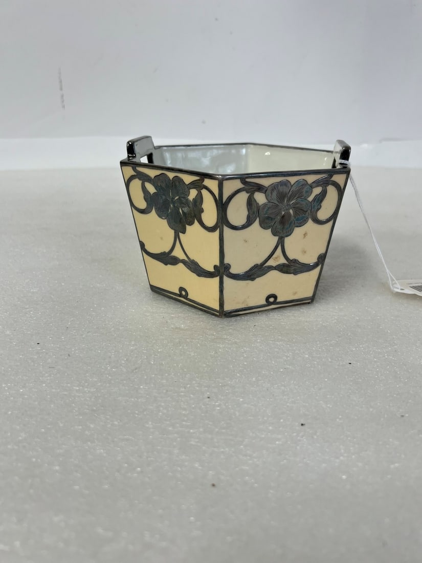 Lenox Six Sided Bowl Siver Overlay: 3 3/4:H x 5 1/2"W Marked Lenox at underside