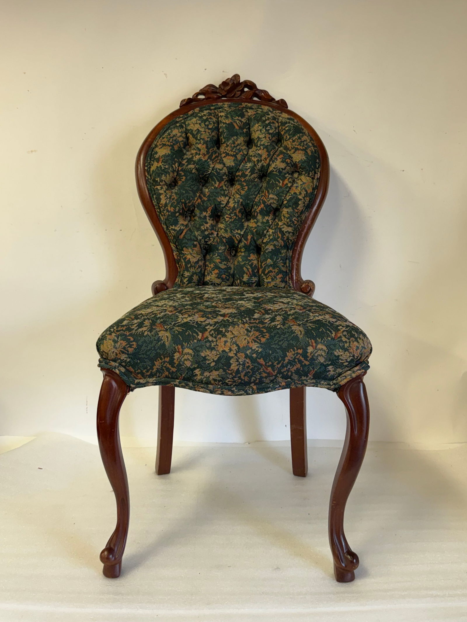 Victorian Carved and Upholstered Mahogany Side Chair (1 of 4)
