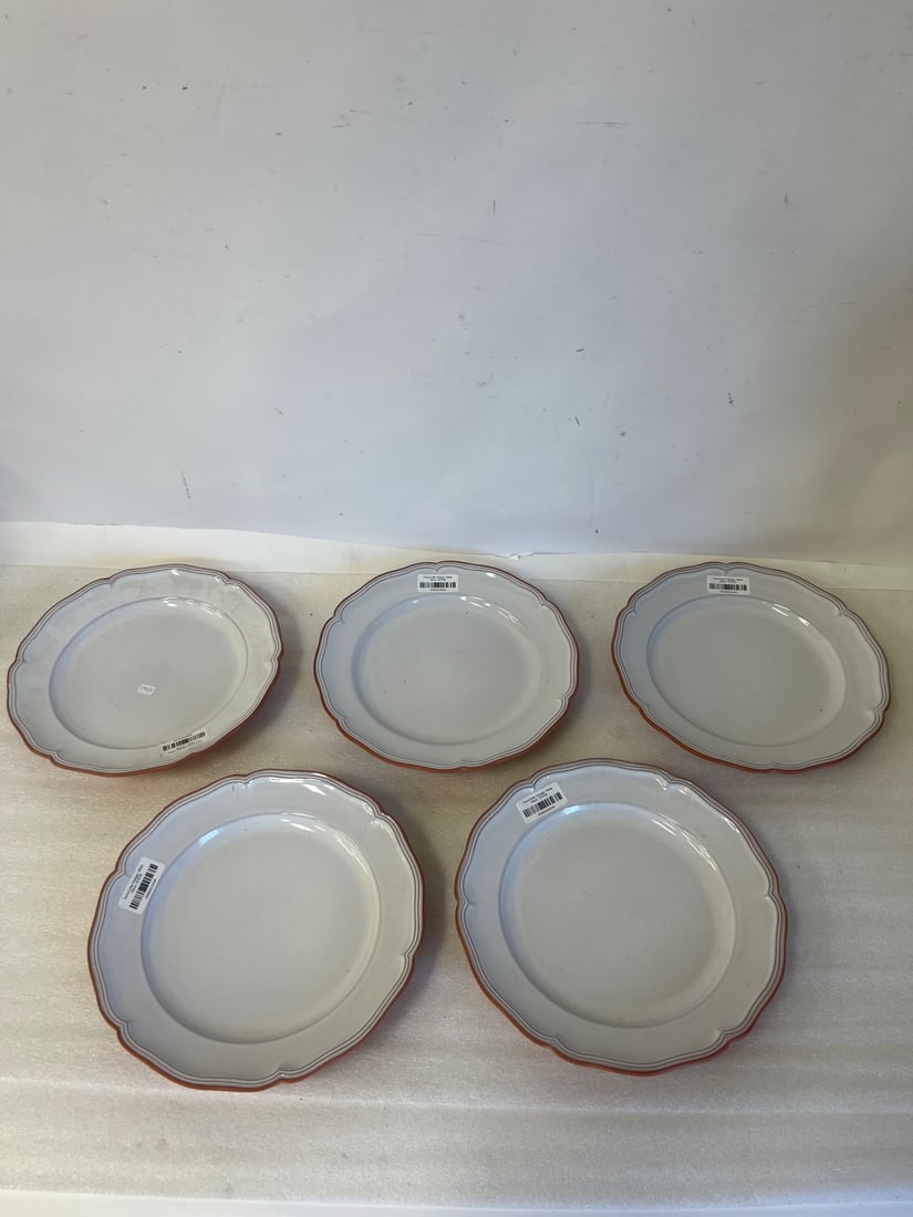 Loneoak & Co. Terra Cotta Chargers (5): Marked at the underside. 12.25" D.