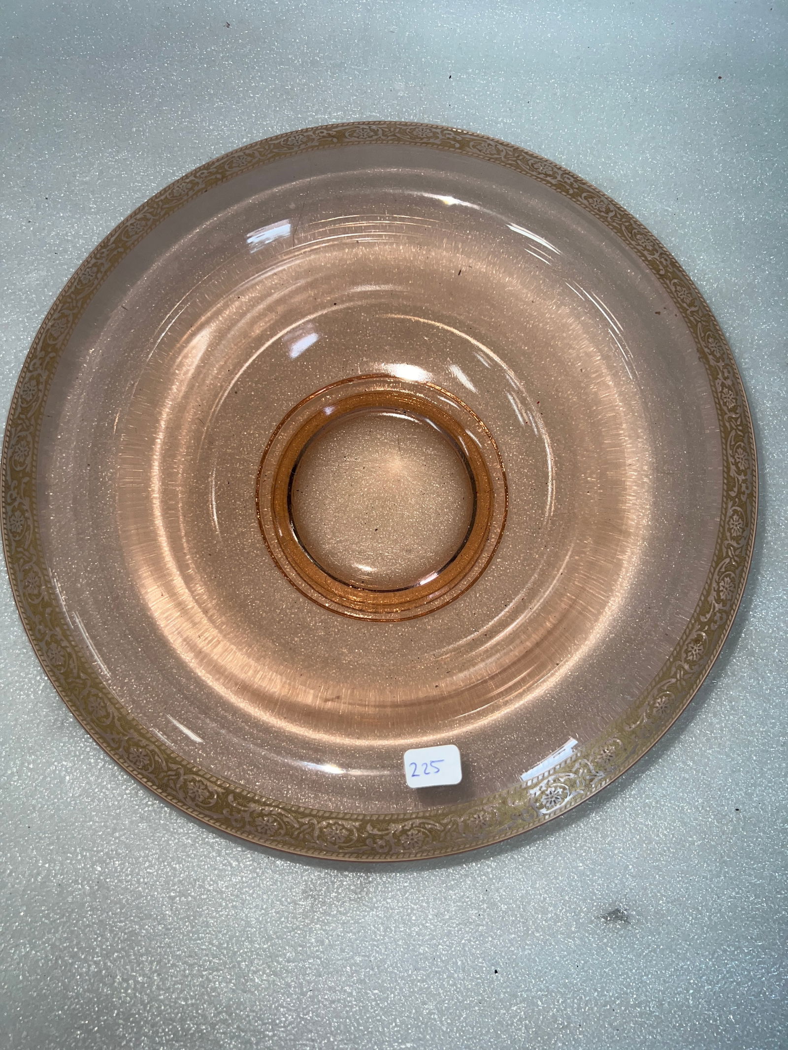 Antique Gold Rimmed Cranberry Bowl: 3 1/2"H 12"D