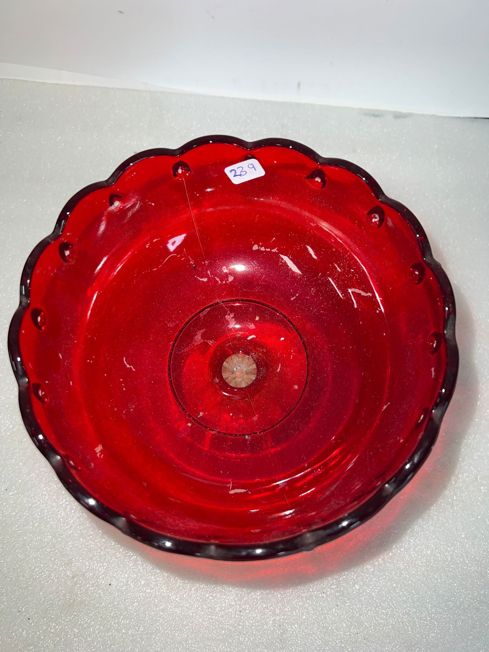 Antique Ruby and Clear Glass Compote - 2