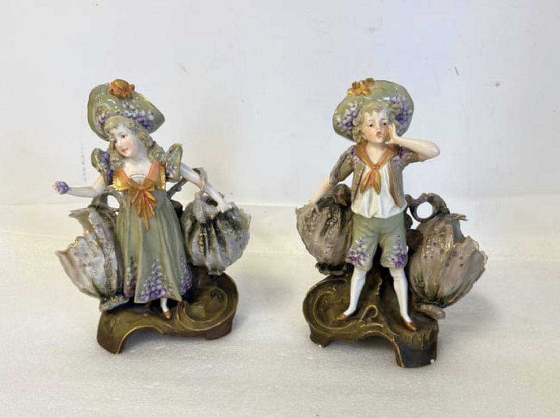 Pair of 19thC. Austrian Figural Porcelain Planters (1 of 9)
