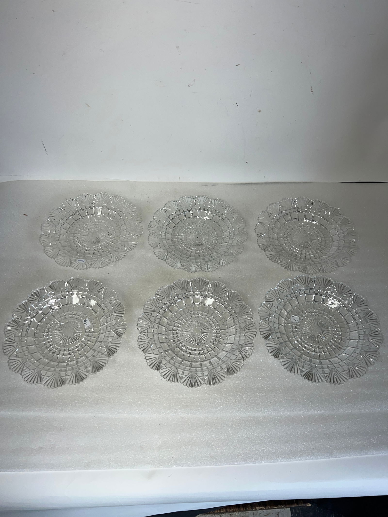 Cut Glass Service Plates Antique (6): 8 1/2"D Six in the lot