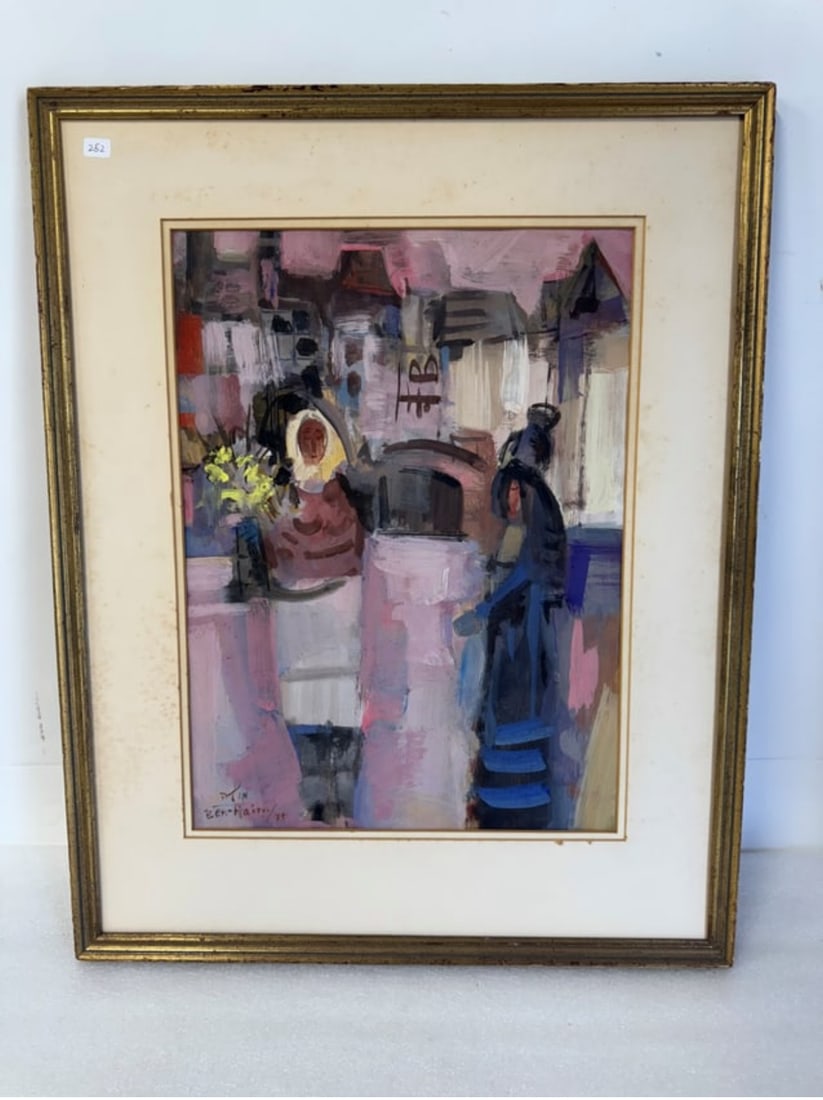 Ben-Haim Pastel Two Women: Signed L. L and dated '75 17 1.2:H x 13"W