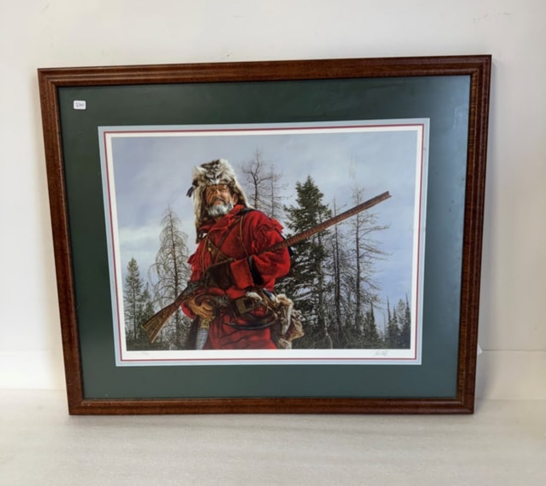 Paul Calle, Ltd. Ed. Litho Sgd: Mountain Man. Certificate of Authenticity Numbered 259/950. Signed lower left in the plate and in the margin in pencil. Framed. 14"H x 19"W