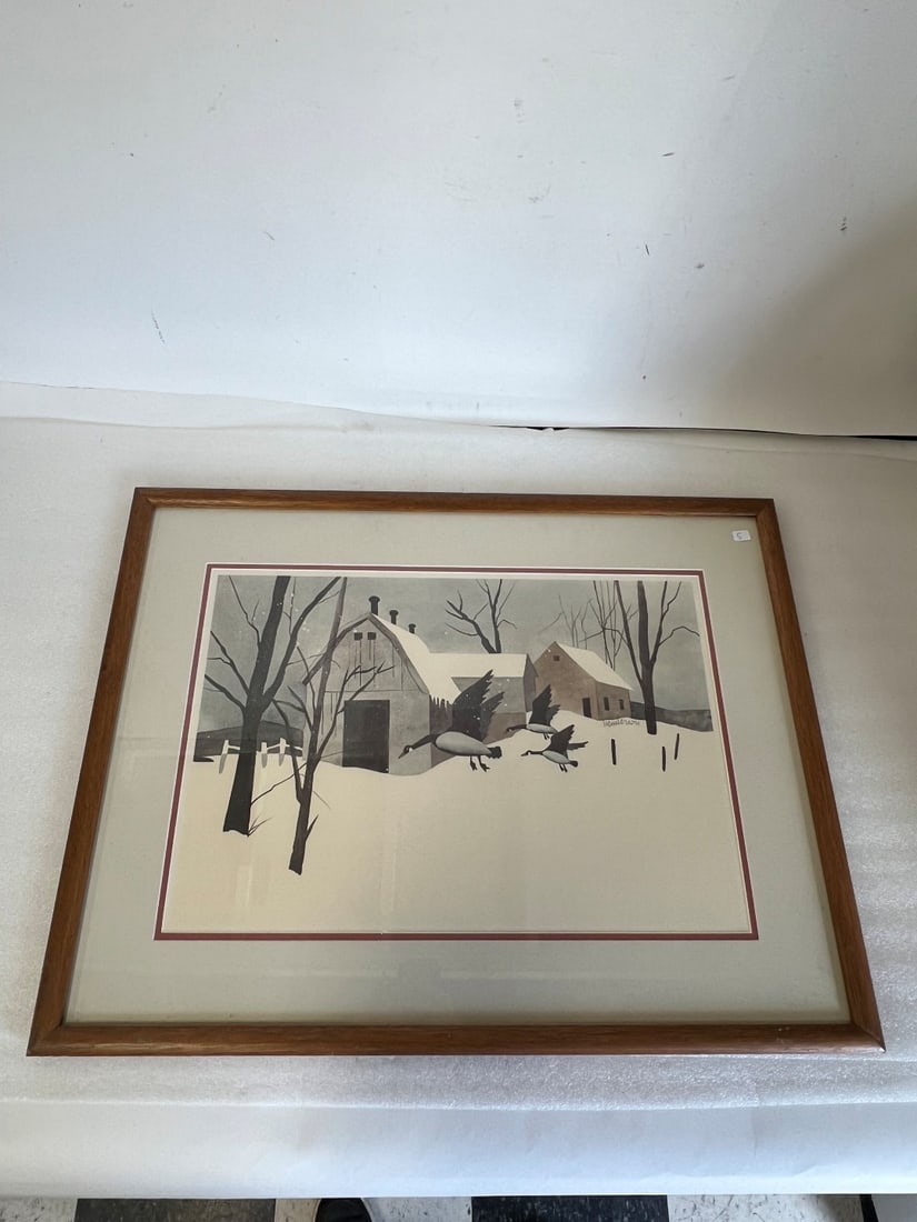 Sgd Henderson WInter Scene "Northern Landing" Pastel: 22" H by 28" W