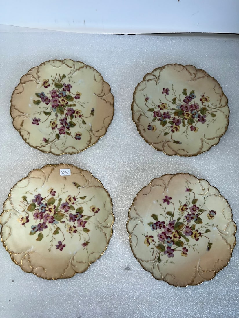 Royal Rudolstadt Plates (4): Marked at the underside. 7 3/4"