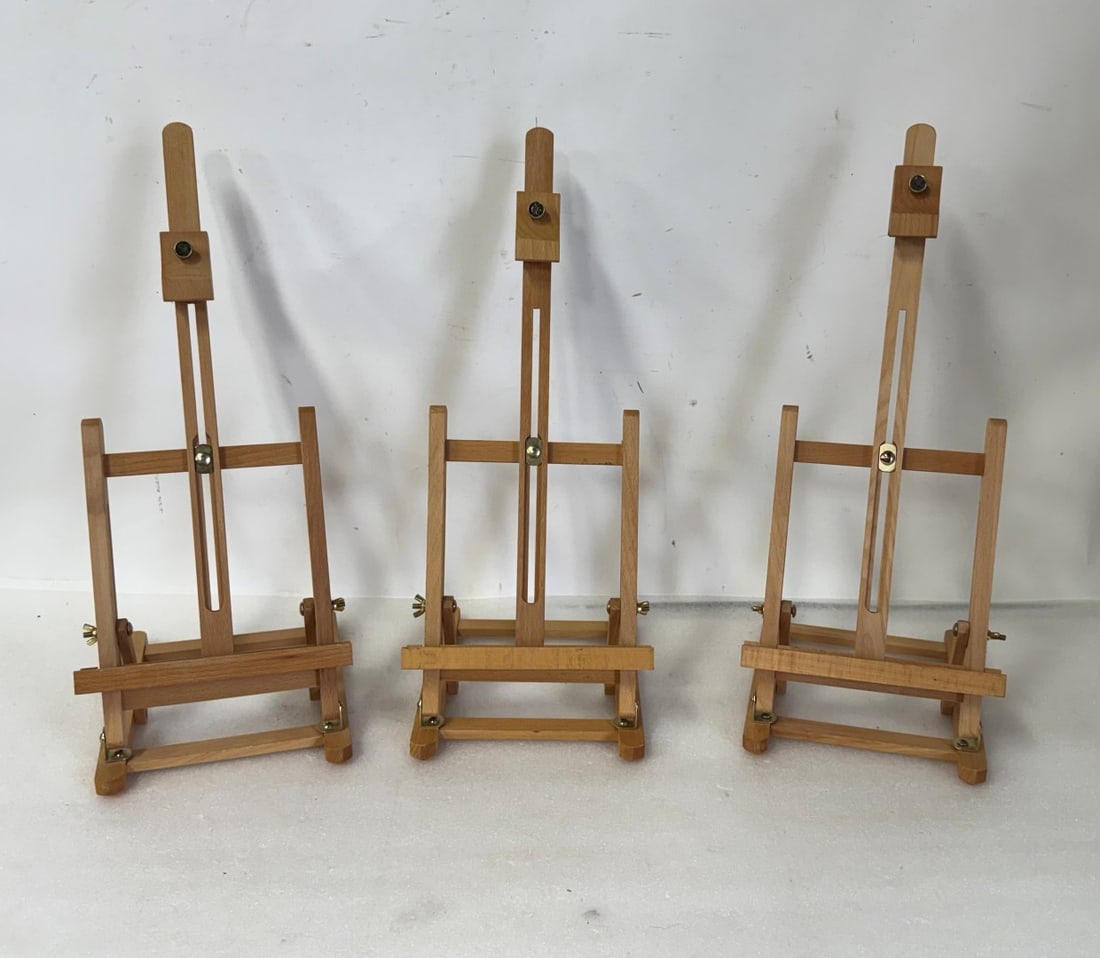 Three(3) Miniature Gallery Wooden Easels: 19in.H. x 8in.W.(each)