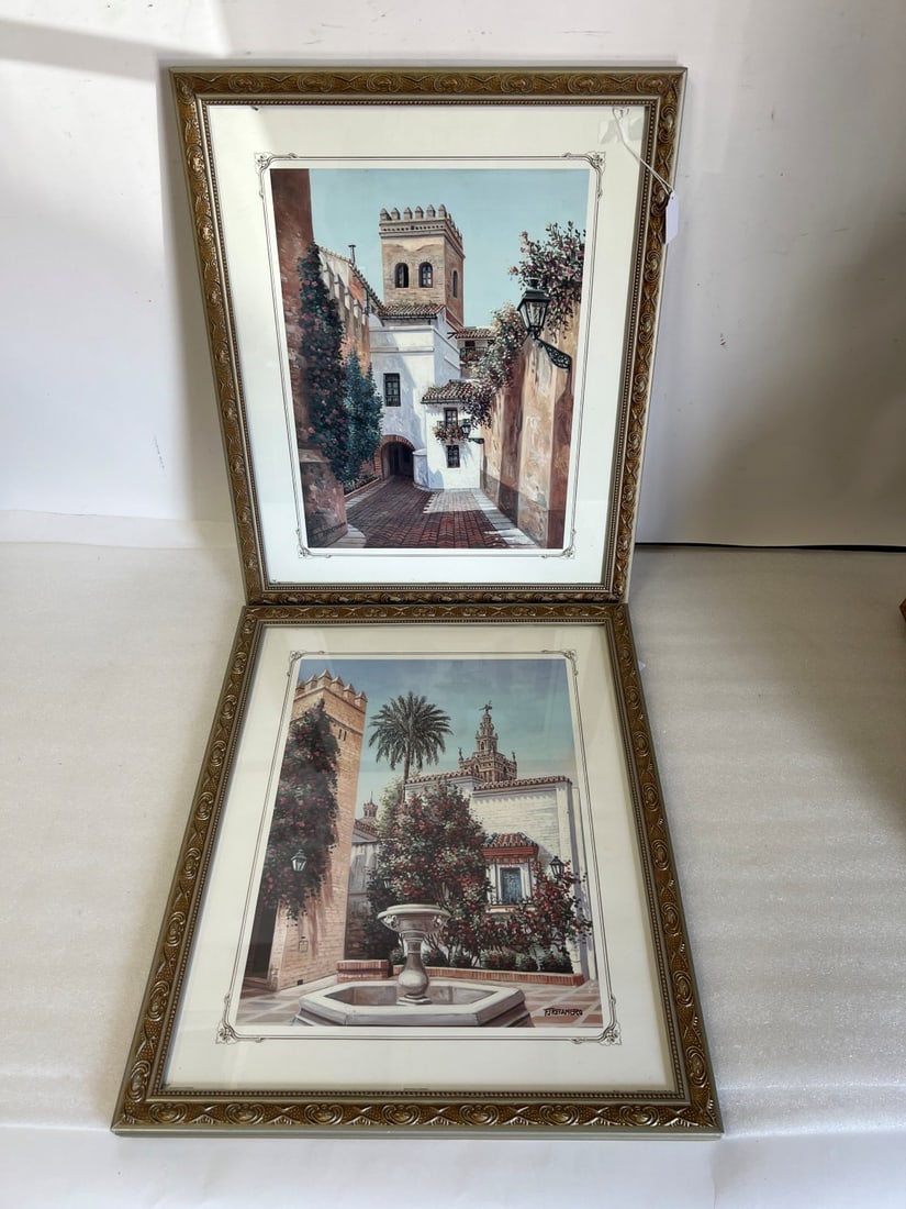 Fine Pr. European Street Scenes: Well Framed. 22"H x 18" W