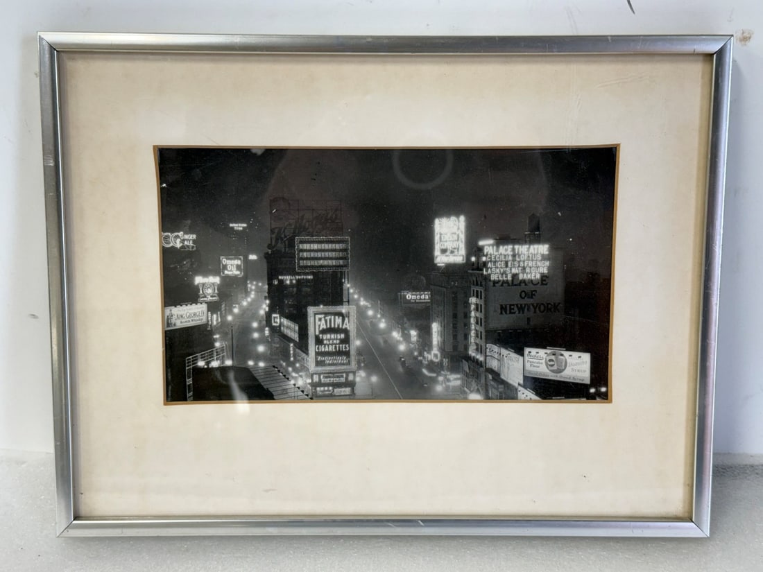 20thC. Vintage Gelatin Silver Photograph - Times Square: Circa 1920-1923. Black and white photograph; 4.75in. x 8.25in.(image), 9.5in. x 12.25in.(framed)