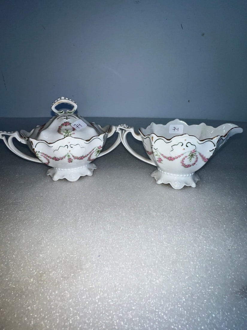 MZ Austria Creamer and Sugar: Marked MZ Austria and Geschutzt