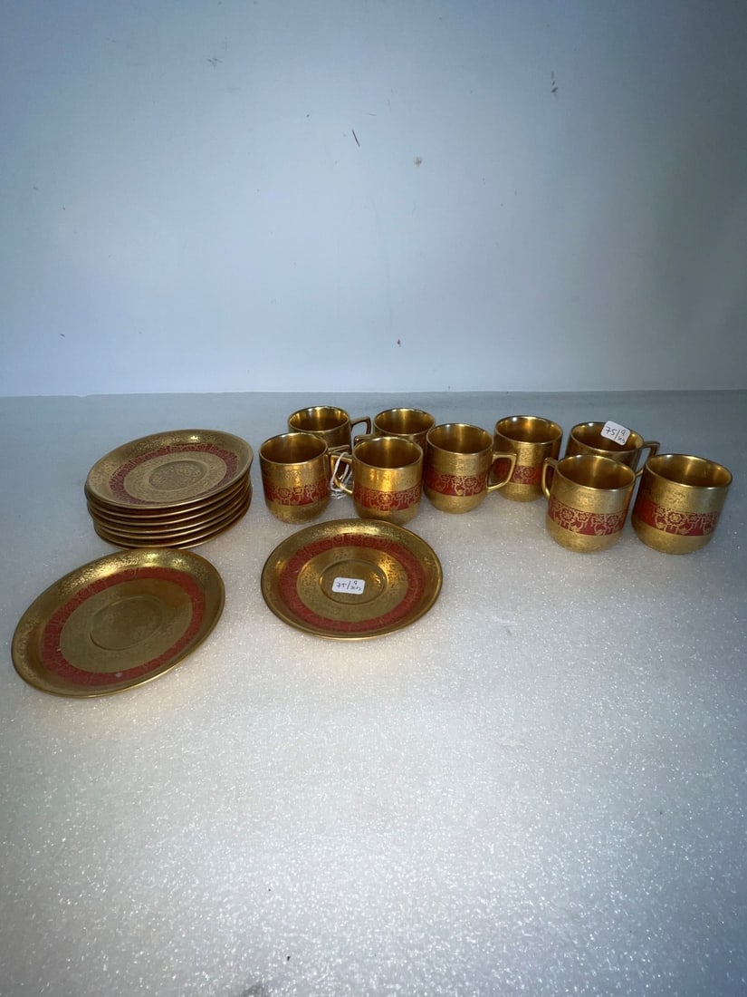 Ovington New York Demi-Tasse Cups and Saucers (9): Marked Ovington at the bottom of the plates. Nine Sets.