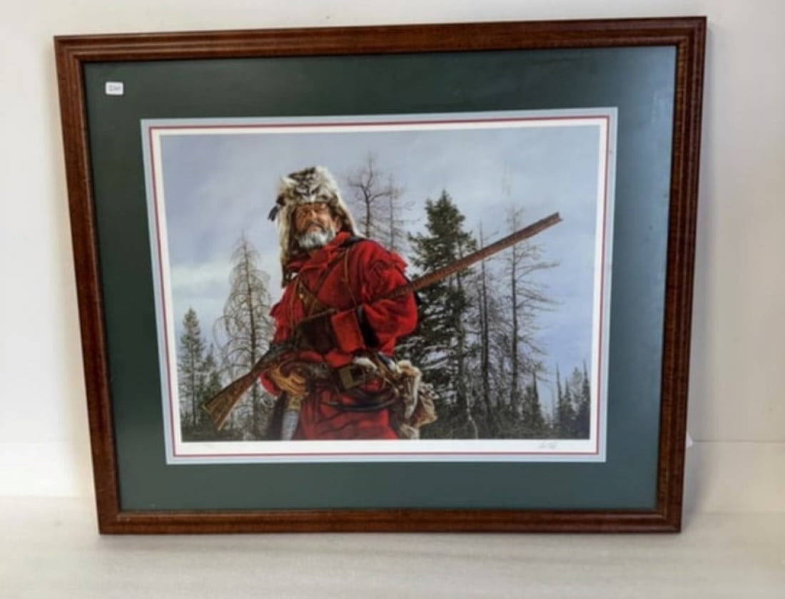 Paul Calle, Ltd. Ed. Litho Sgd: Mountain Man. Certificate of Authenticity Numbered 259/950. Signed lower left in the plate and in the margin in pencil. Framed. 14"H x 19"W