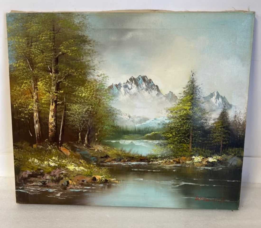 Oil On Canvas. Mountaiinous Landscape Sgd (1 of 2)