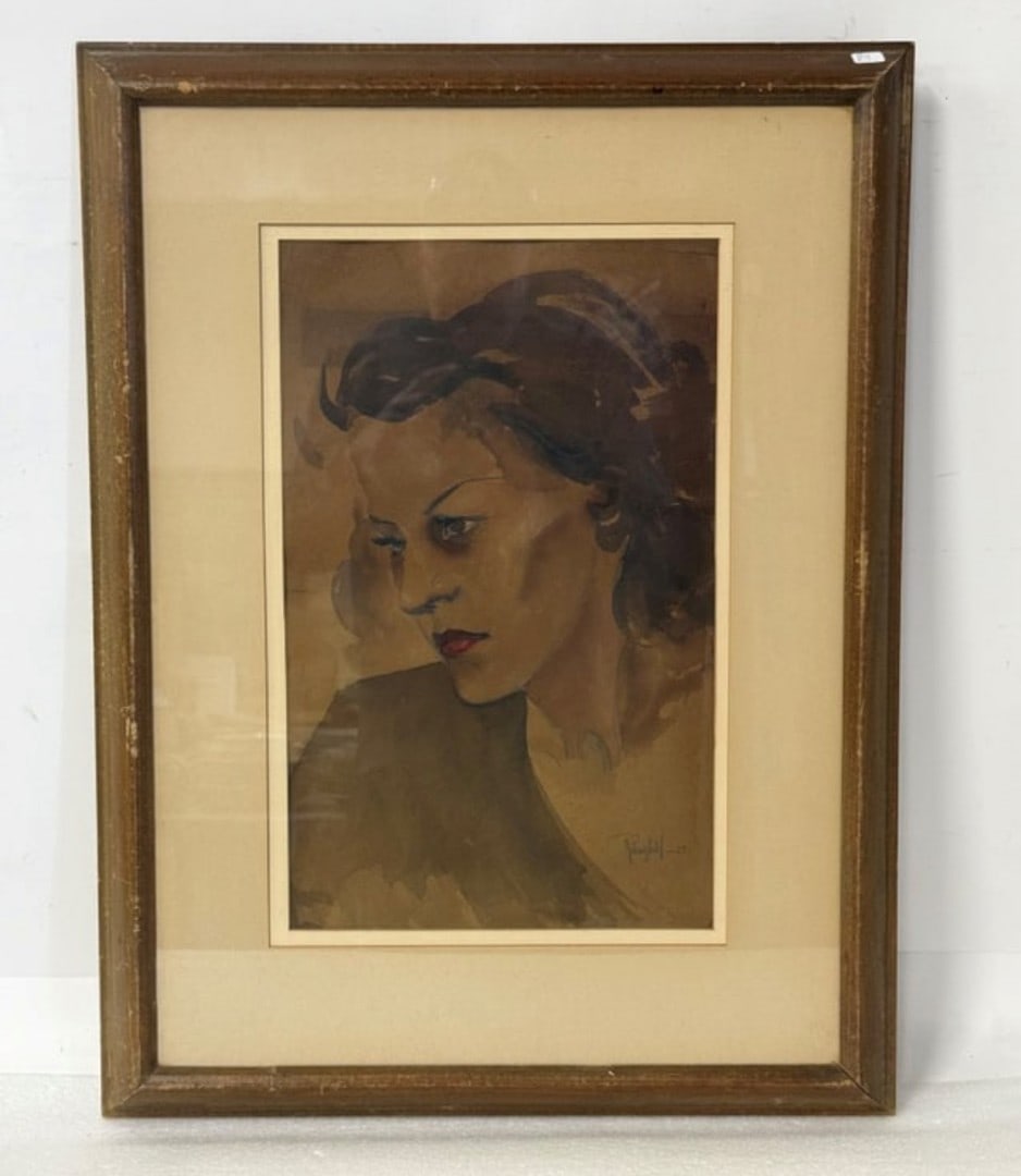 Rohnghild; Watercolor Portrait of a Woman Signed and Dated '39 (1 of 4)