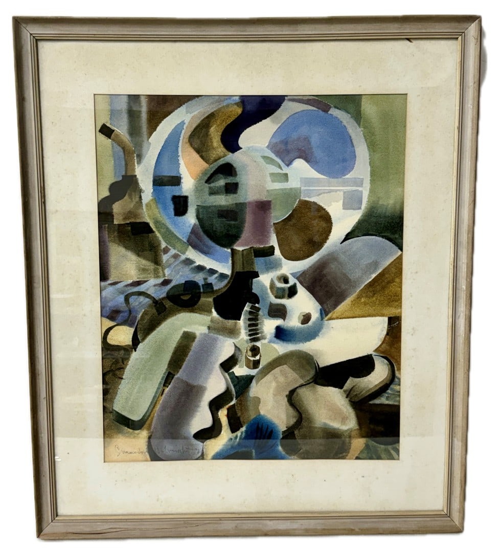 Abstract Watercolor Sgd. illegibly (1 of 4)