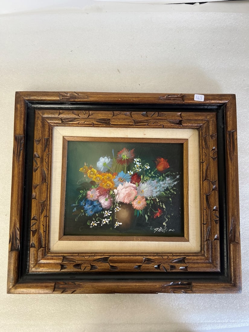 G. Beckman Oil on Board, Floral (1 of 2)