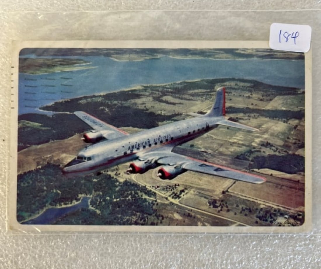 American Airlines 1949 Postcard: Cancelled