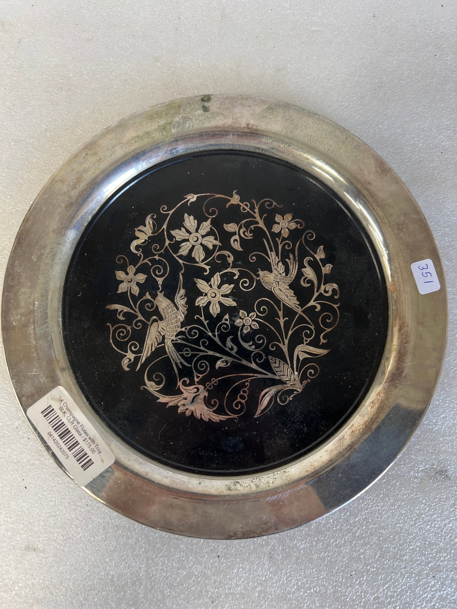 Vintage Jet & Silver Plate Tray (1 of 1)