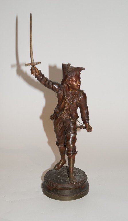 Charles Anfrie; 19th C. bronze grouping signed: 19th C. French bronze grouping, Futur General signe and inscribed with title; 15in. H.